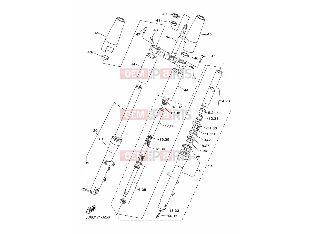 FRONT FORK - Yamaha XVS1300A 1CS4 2014