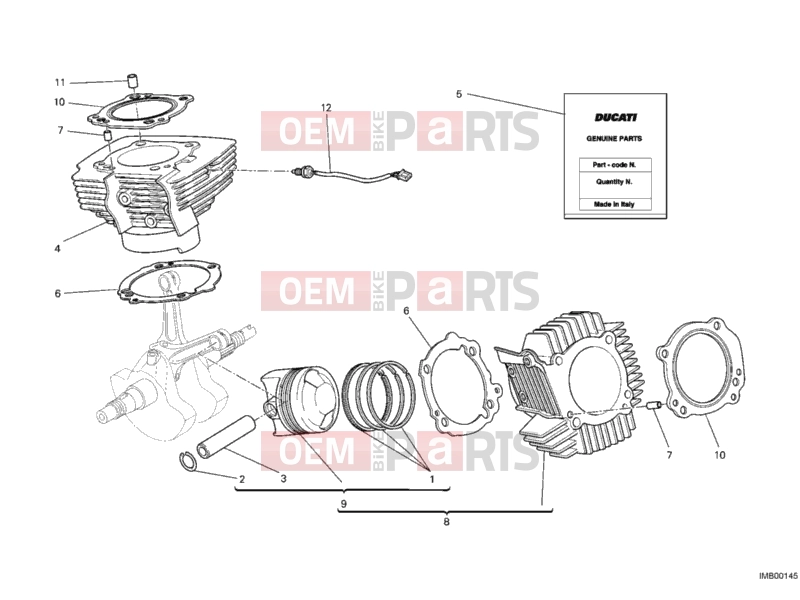 DUCATI 2011 Monster 696 ABS CYLINDER - PISTON » ENGINE CASE