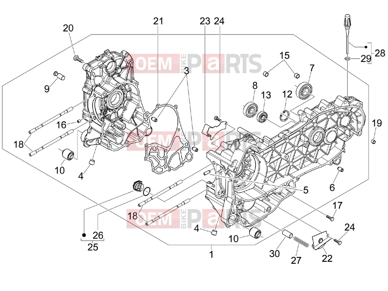 Engine » Crankcase - Piaggio Beverly 250 ie 2008