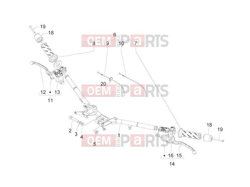 Handlebars/Steering » Handlebars - Master cil. - Piaggio Beverly 300 ie Tourer 2012