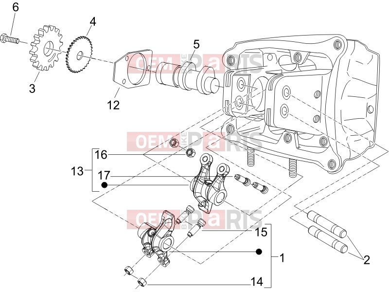 PIAGGIO Beverly 400 ie Engine » Rocking levers support unit
