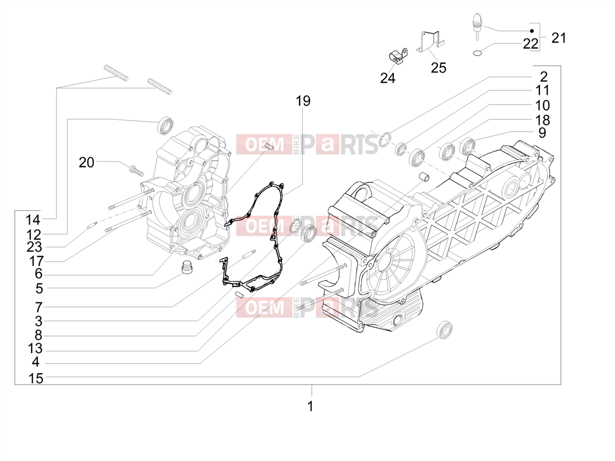 Engine » Crankcase - Piaggio Beverly 500 2005