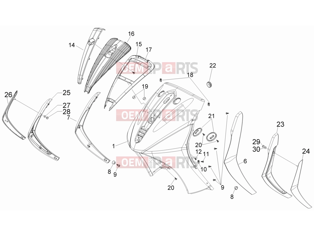 PIAGGIO Beverly 500 Cruiser Frame - Plastic parts - Coachwork » Front shield
