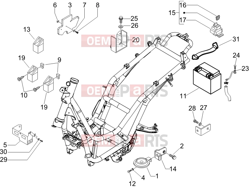 PIAGGIO Beverly 500 Cruiser Electrical system » Remote control switches - Battery - Horn