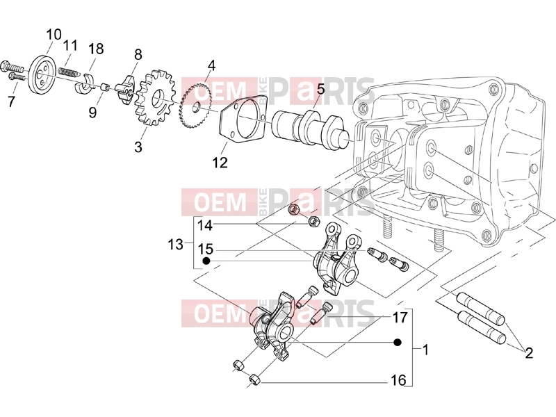 PIAGGIO BV 500 ( USA / CA ) Engine » Rocking levers support unit