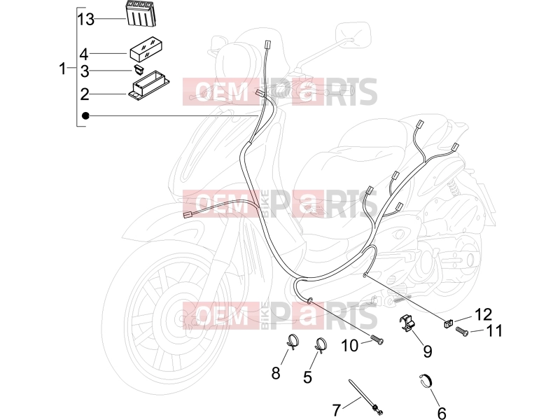 Electrical system » Main cable harness - Piaggio BV 500 ( USA / CA ) 2007