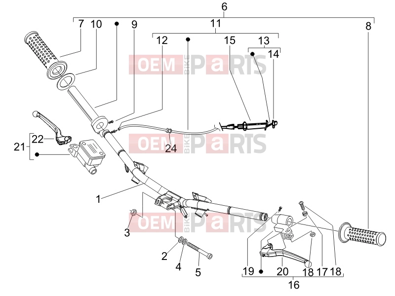 PIAGGIO Fly 100 Handlebars/Steering » Handlebars - Master cil.