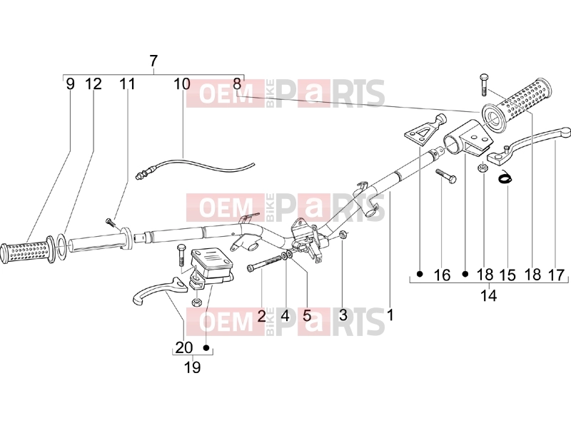 Handlebars/Steering » Handlebars - Master cil. - Piaggio Fly 125 2007