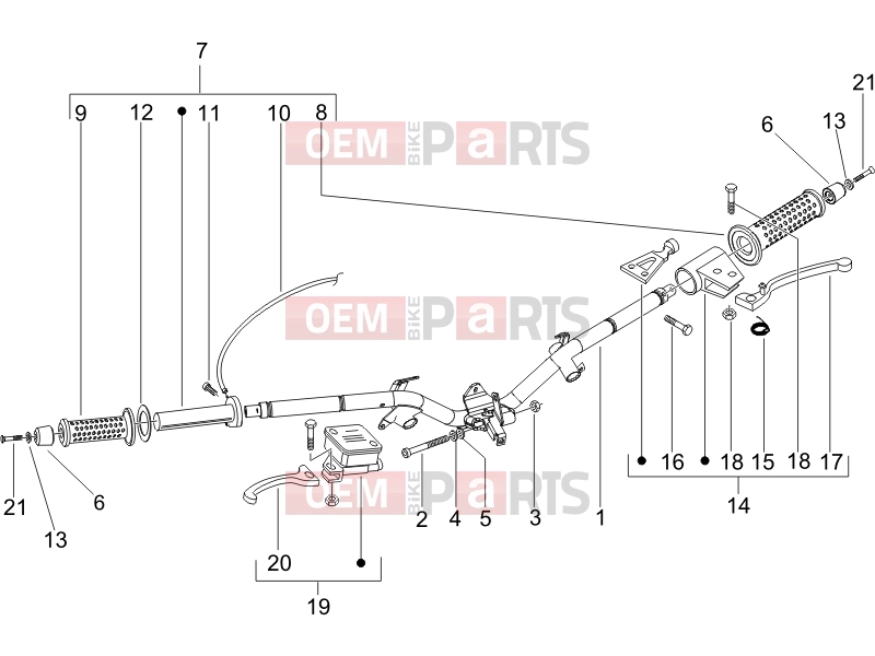 Handlebars/Steering » Handlebars - Master cil. - Piaggio Fly 150 2006