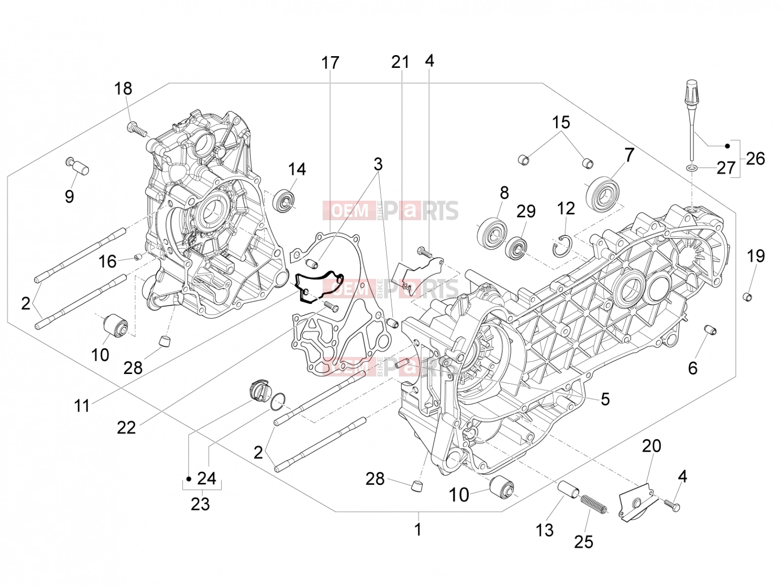 Engine » Crankcase - Piaggio Fly 150 2011