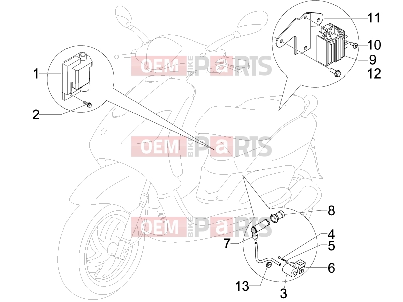 Electrical system » Voltage Regulators - Electronic Control Units (ecu) - H.T. Coil - Piaggio Fly 150 2009