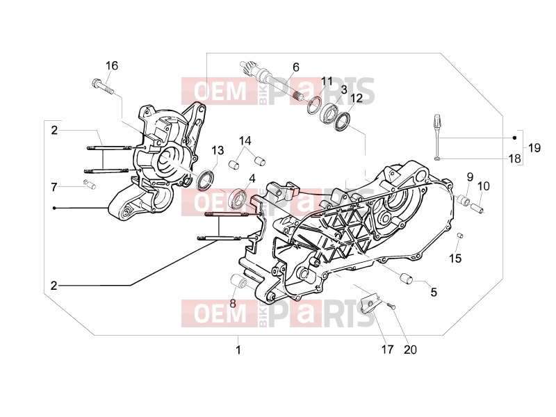 Engine » Crankcase - Piaggio Fly 50 4T 2007