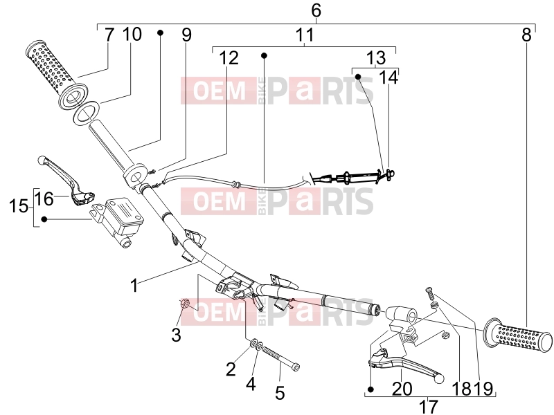 Handlebars/Steering » Handlebars - Master cil. - Piaggio Fly 50 4T 2011