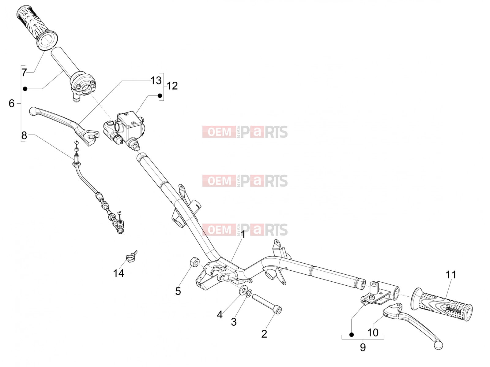 Handlebars/Steering » Handlebars - Master cil. - Piaggio Fly 50 4T 2V 2015