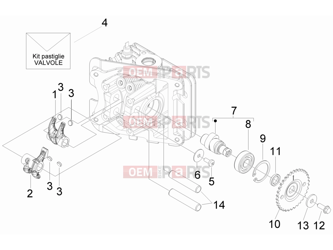 Engine » Rocking levers support unit - Piaggio Fly 50 4T 4V 2012