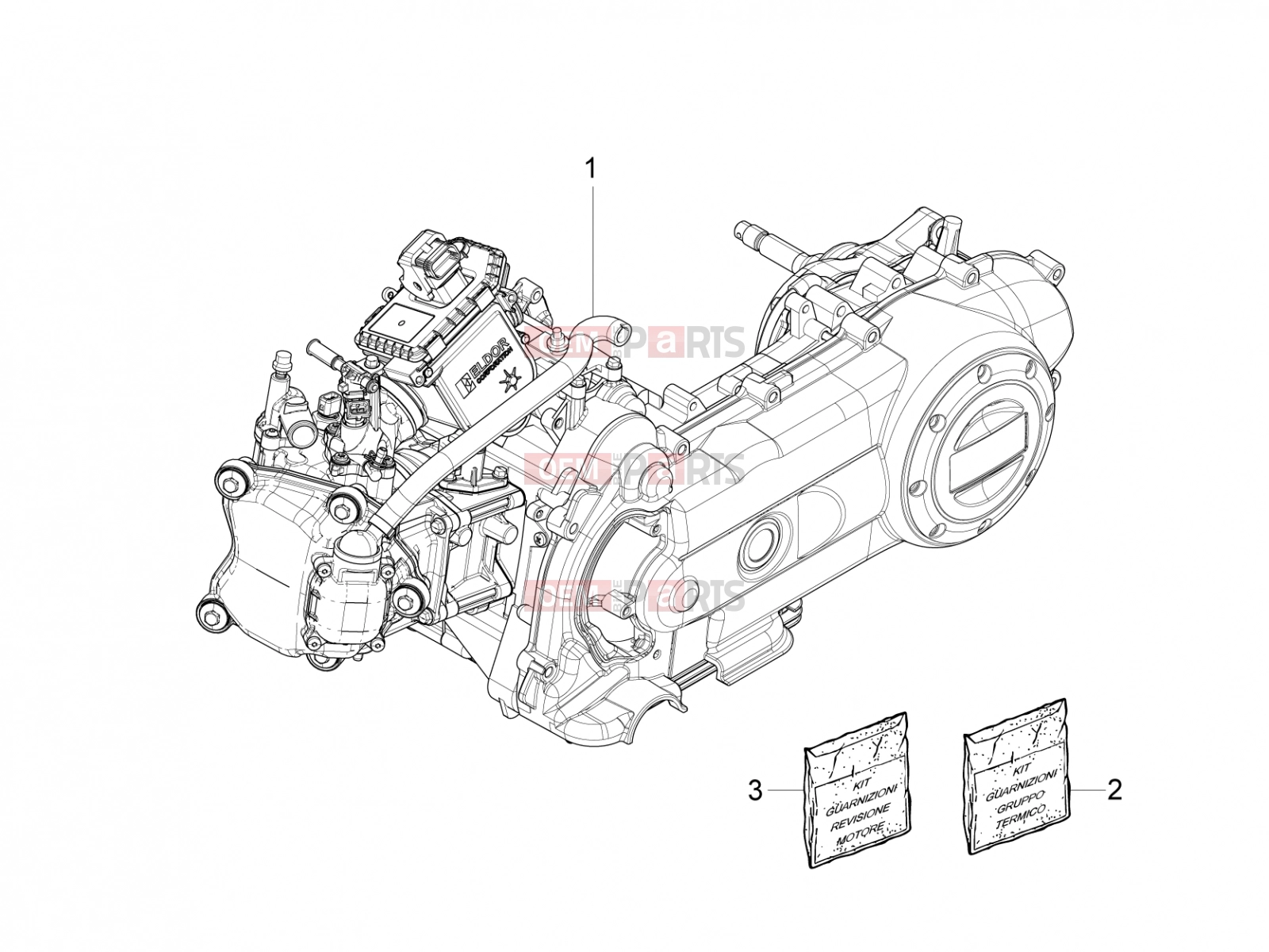 Engine » Engine, assembly - Piaggio Fly 50 4T 4V 2014