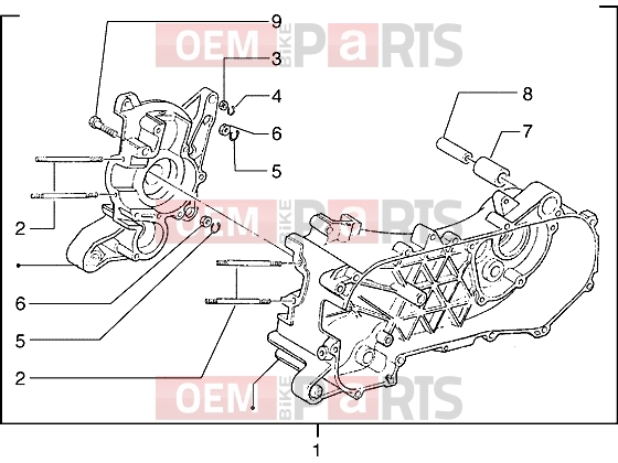 Engine » Crankcase - Piaggio Hexagon 150