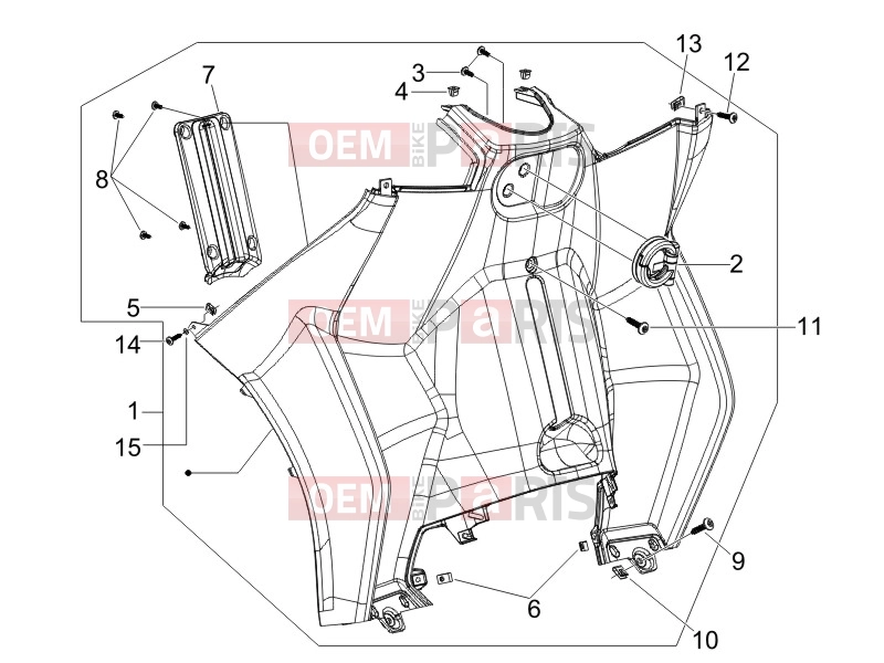 PIAGGIO MP3 500 LT Sport - Business Frame - Plastic parts - Coachwork » Front glove-box - Knee-guard panel