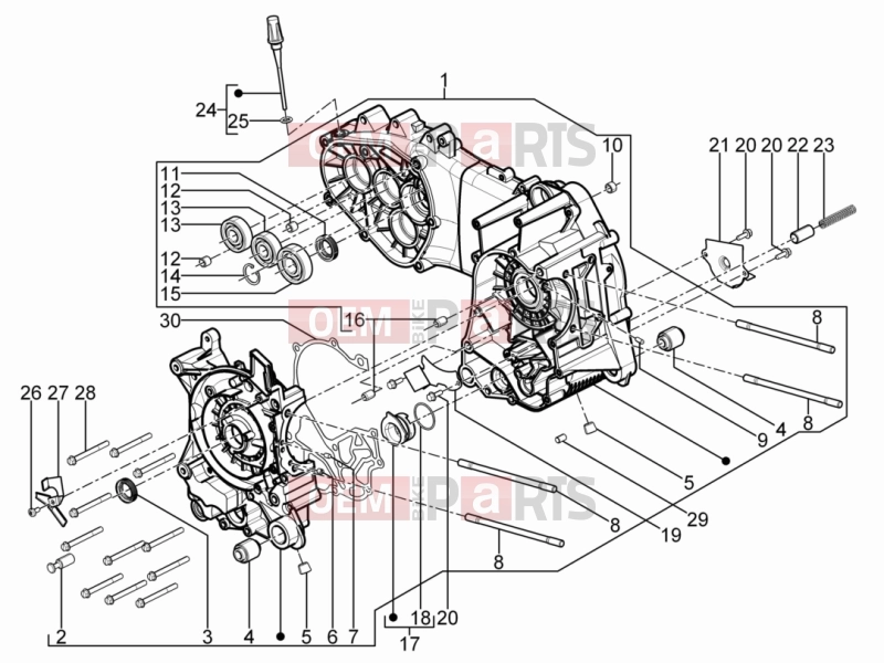 Engine » Crankcase - Piaggio Typhoon 125 4T 2V 2017