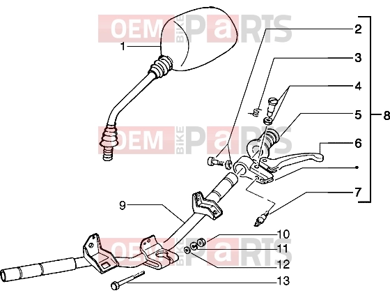Handlebars » Handlebars component parts - Piaggio Typhoon 50 X 2T