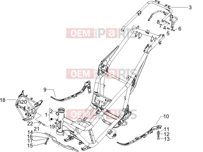 Frame - Plastic parts - Coachwork » Frame/bodywork - Piaggio X9 125 Evolution 2007
