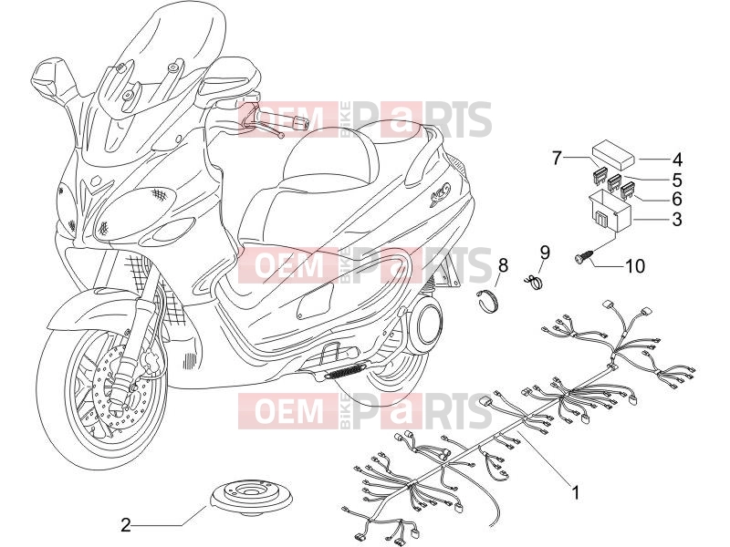 Electrical system » Main cable harness - Piaggio X9 125 Evolution 2005