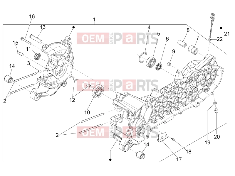 Engine » Crankcase - Piaggio Zip 100 4T 2009