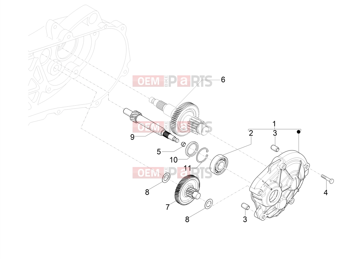 Engine » Reduction unit - Piaggio Zip 100 4T 2010