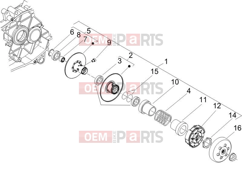 Engine » Driven pulley - Piaggio Zip 100 4T 2011