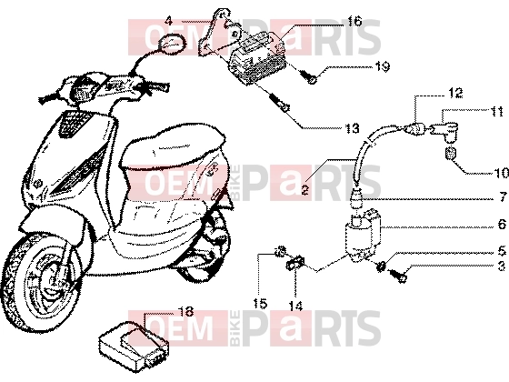 Electrical system » Electrical device - Piaggio Zip 125 4T