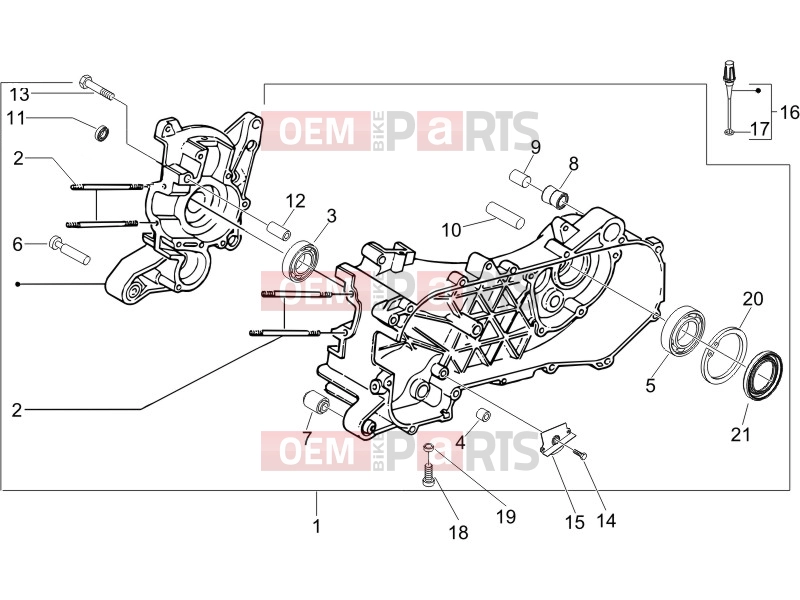 Engine » Crankcase - Piaggio Zip 50 4T 2012