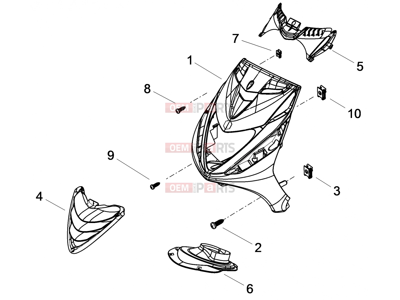 Frame - Plastic parts - Coachwork » Front shield - Piaggio Zip 50 SP 2009