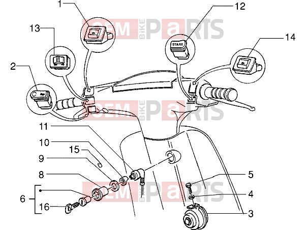 Electrical system » Switch-Horn-Lock - Piaggio Zip 50 RST