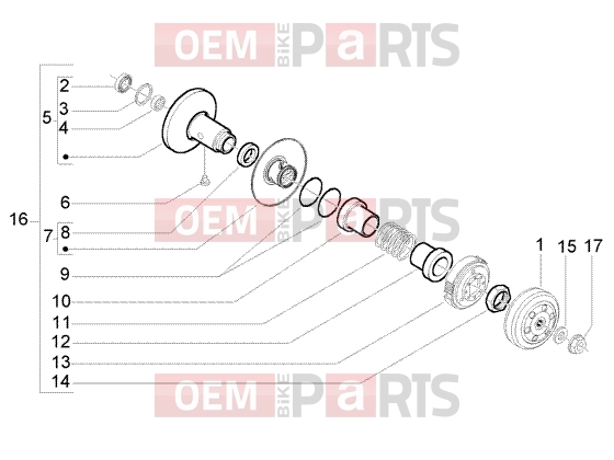 Engine » Driven pulley - Piaggio Fly 50 2T