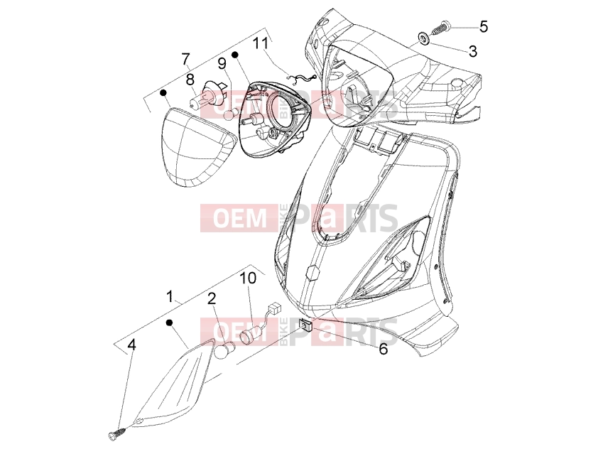 Electrical system » Front lights - Piaggio Fly 50 2T