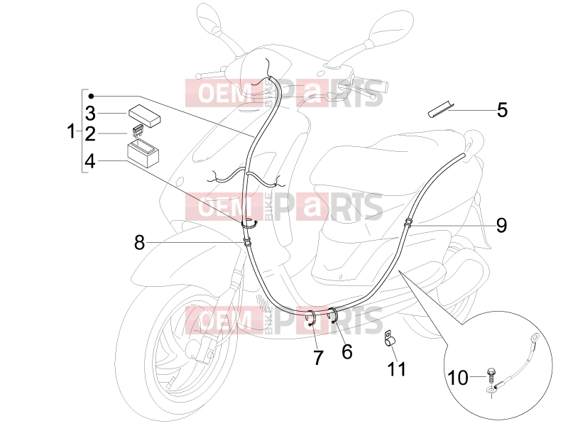 Electrical system » Main cable harness - Derbi Boulevard 100 4T 2010