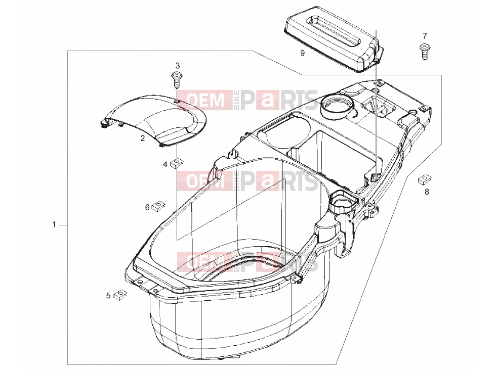 Tables » Saddle compartment - Derbi Boulevard 50 2T 2013