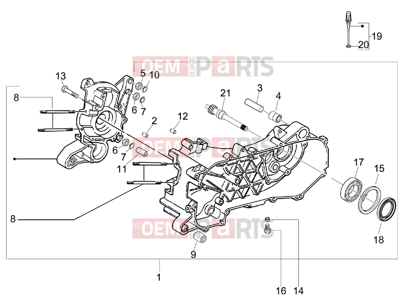 Engine » Crankcase - Derbi Sonar 50 2T 2009