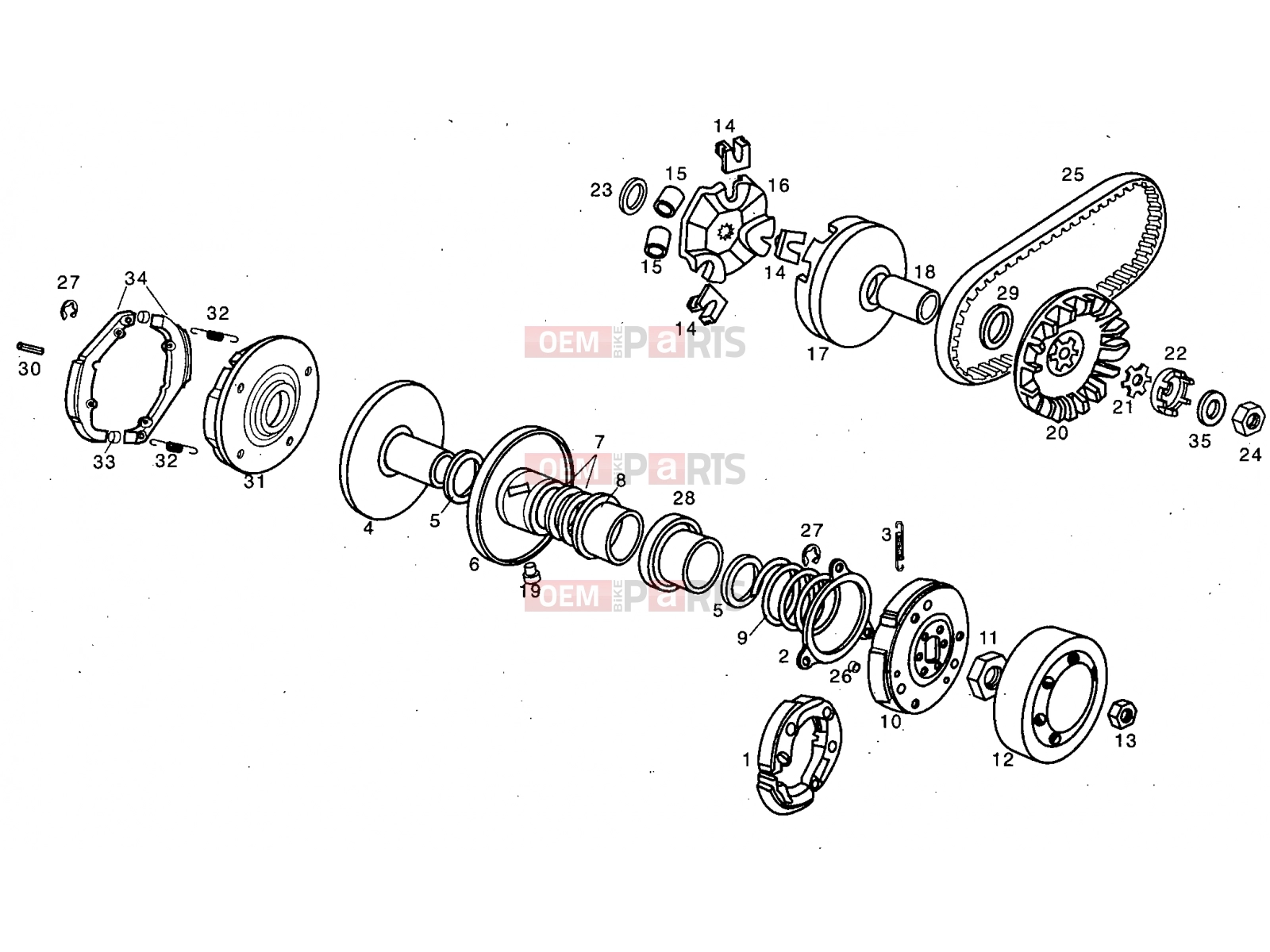 Tables » Variator - Derbi Variant Courier 50 2000