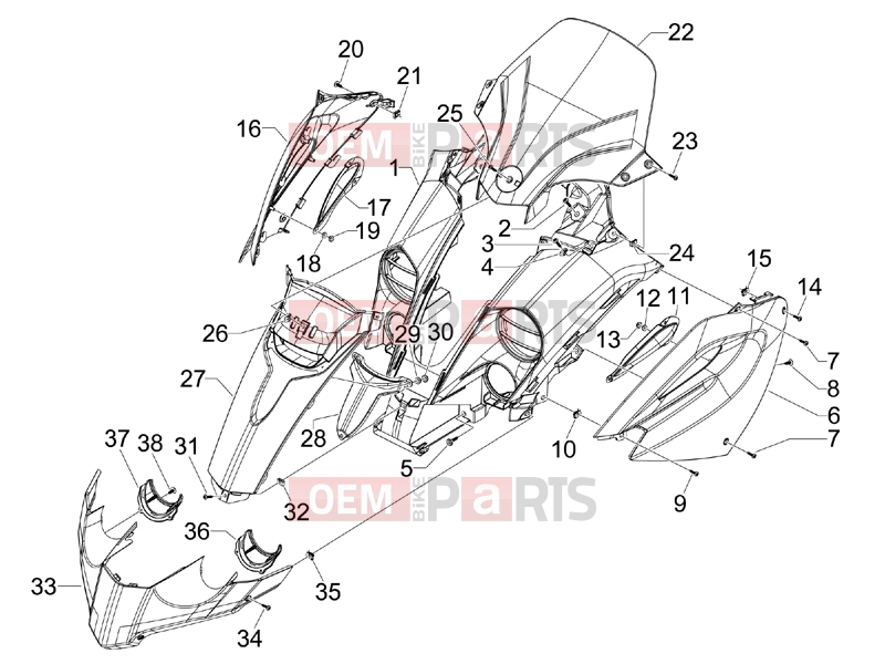 gilera 2011 Fuoco 500 Frame - Plastic parts - Coachwork » Front shield