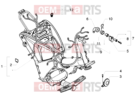 Electrical system » Cable harness-Switch-Horn - Gilera Ice