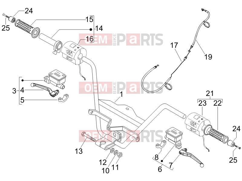 Handlebars/Steering » Handlebars - Master cil. - Gilera Nexus 250 2007