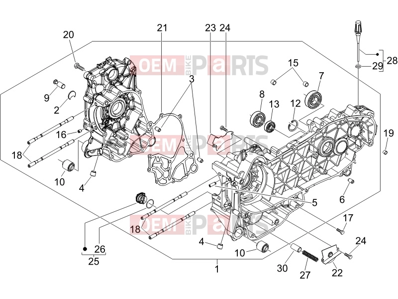 Engine » Crankcase - Gilera Oregon 250 2008