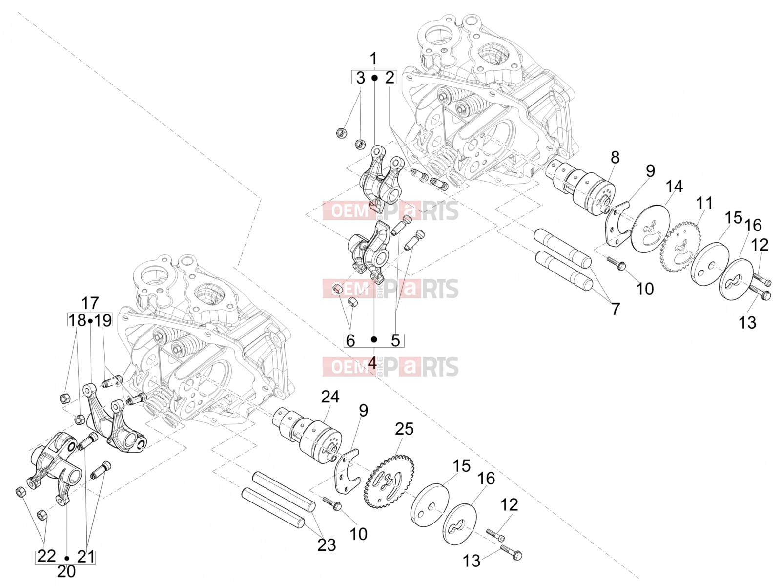 gilera 2014 Runner 125 ST 4T Engine » Rocking levers support unit
