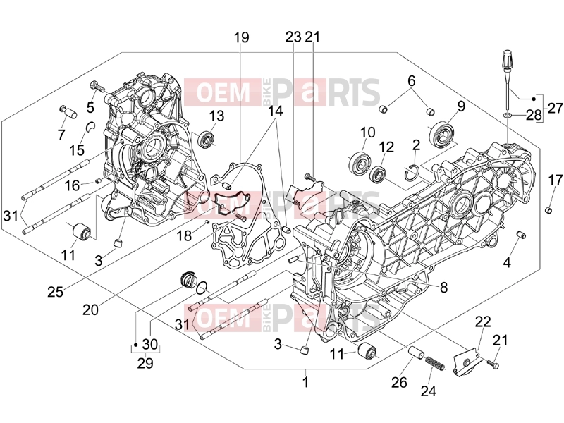 gilera 2017 Runner 125 ST 4T Engine » Crankcase
