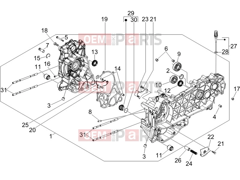 gilera 2009 Runner 200 ST 4T Engine » Crankcase