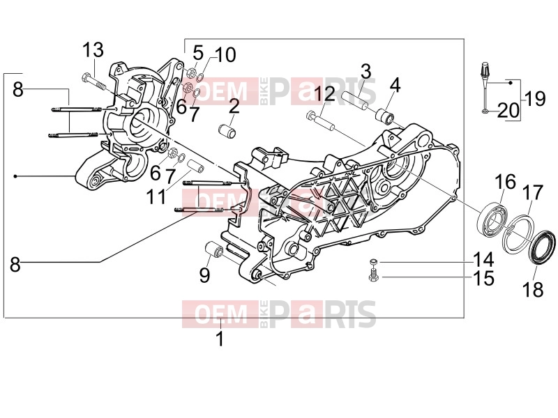 gilera 2011 Stalker 50 Engine » Crankcase