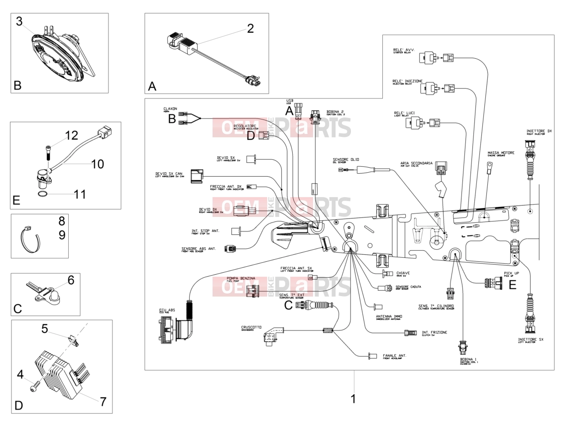 Electrical systems » Front electrical system - Motoguzzi V9 Bobber 850 ABS 2017