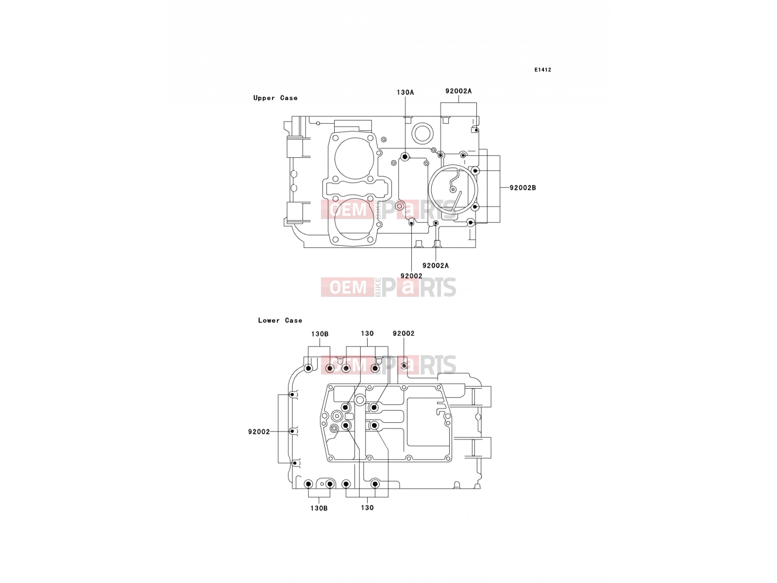 Crankcase Bolt Pattern - Kawasaki KLE500 (KLE500-A13) 2003