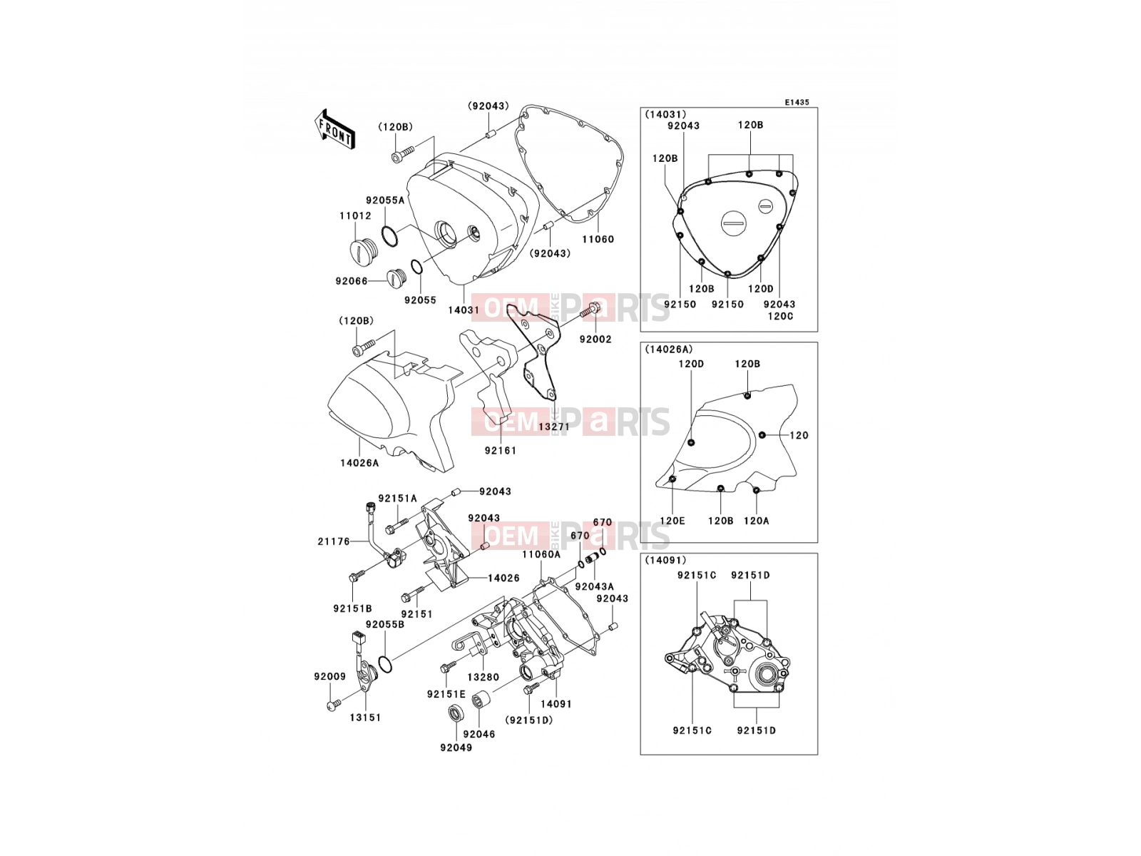 Left Engine Cover(s) - Kawasaki W650 (EJ650-C5) 2003